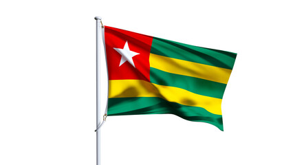 Waving flag of togo isolated on transparent background.