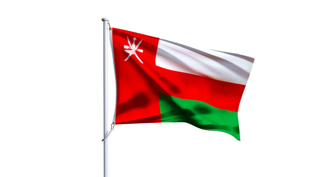 Waving flag of oman isolated on transparent background.