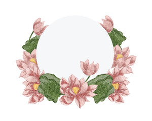 Pink Water Lily Watercolor Flower Wreath