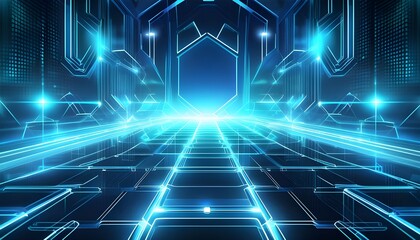 Obraz premium a futuristic, digital background with hexagonal grid patterns