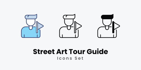 Street Art Tour Guide icons vector set stock illustration © Hexagon Designes