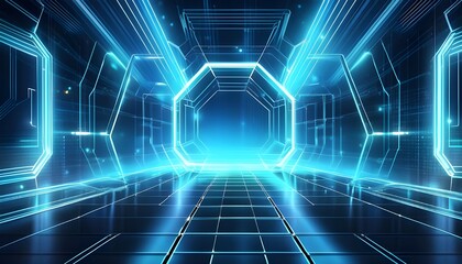 Obraz premium a futuristic, digital background with hexagonal grid patterns