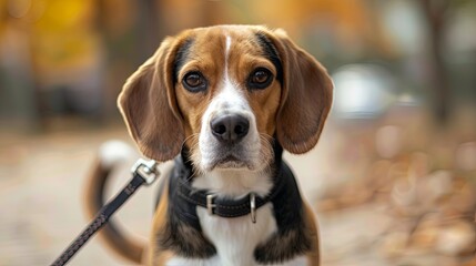 Joyful Walk in the Park with Beagle and Owner