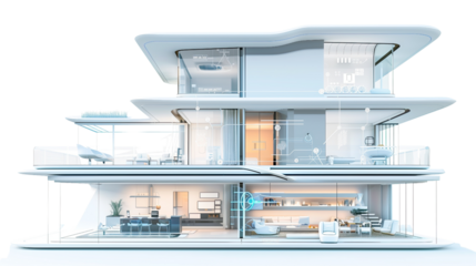 Modern smart house on a transparent background