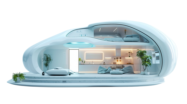 Modern smart house on a transparent background
