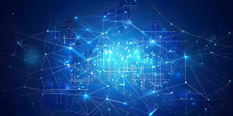 European telecommunication and data transfer networks with global internet and artificial intelligence connectivity for communication technology