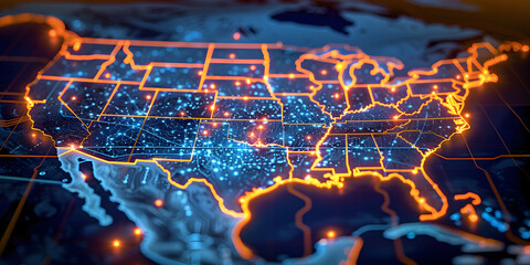 United States of America  USA telecommunication and data transfer networks with global internet and artificial intelligence connectivity for communication technology