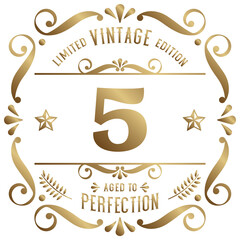 5 years birthday vintage