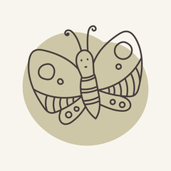 Butterfly outline icon. Hand drawn vector illustration. Abstract shapes and doodles. Modern graphic design.