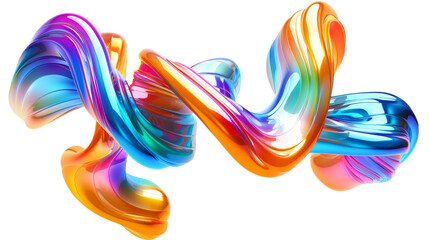 Fototapeta premium Abstract wavy liquid rainbow gradient on transparent background