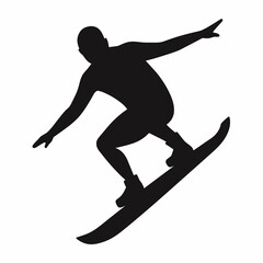 vector silhouette of a man snowboarding on a snowboard white background