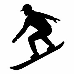 Fototapeta premium vector silhouette of a man snowboarding on a snowboard white background