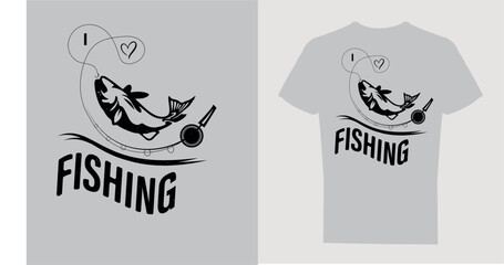 I love fishing T-shirt Design, Vector illustration. Calligraphy for the print typography