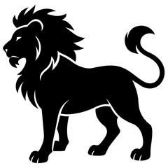 Lion vector silhouette on white background 