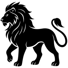 Lion vector silhouette on white background 