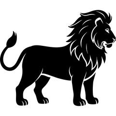 Lion vector silhouette on white background 
