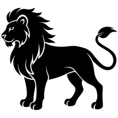 Lion vector silhouette on white background 