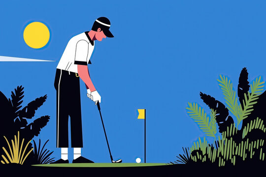 A Golfer Prepares to Swing on a Sunny Day. Generative AI
