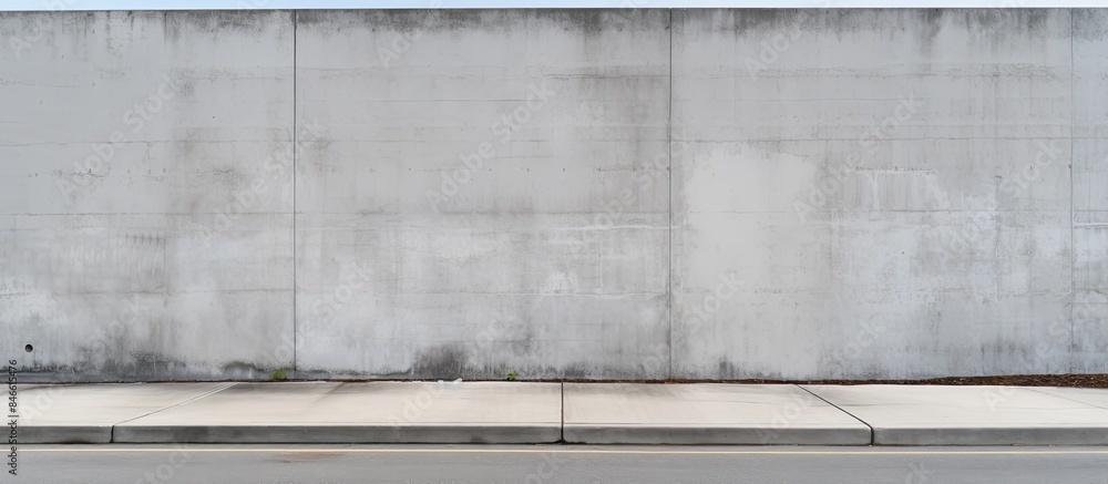 Aufkleber An urban concrete wall fragment with a building facade and an asphalt sidewalk, serving as a background for a copy space image.