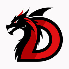 'D' letter  with a stylized dragon vector illustration