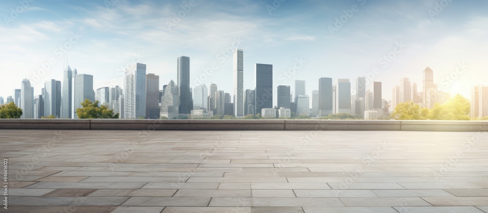Aufkleber urban square with a skyline and cityscape background, ideal for a copy space image.
