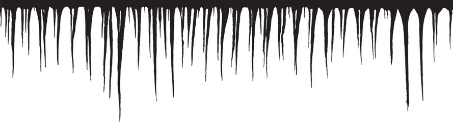 Black icicles silhouette on white background