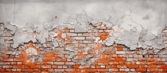 Urban brick wall, torn poster, copy space image.