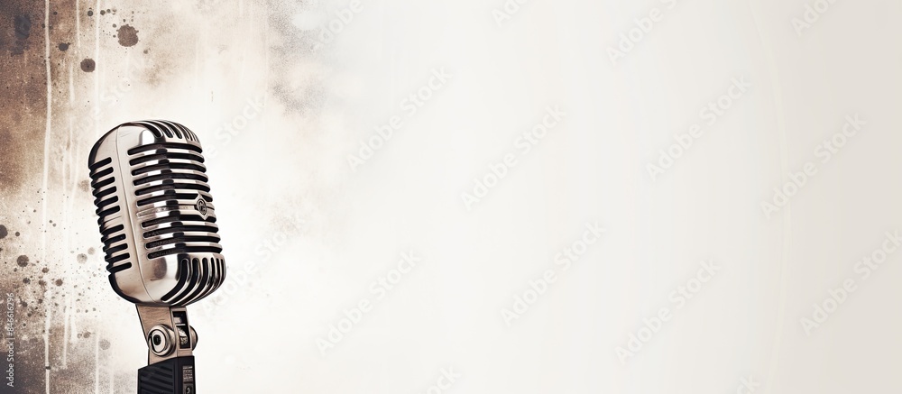 Aufkleber vintage microphone with copy space image on a white backdrop.