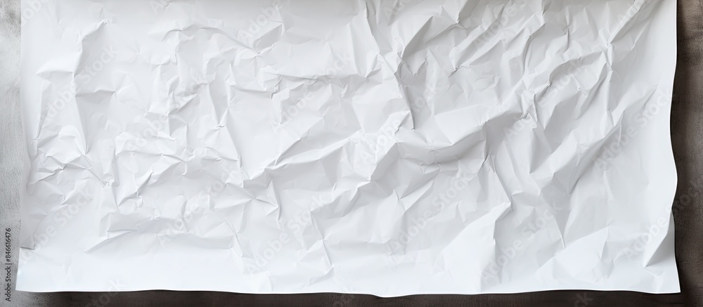 Aufkleber A crumpled white paper template attached to a wall for display with blank space for text or images. . with copy space image. Place for adding text or design