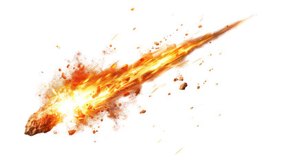 Burning meteor on transparent background