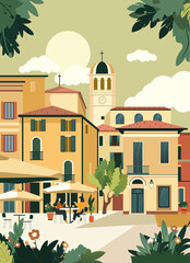 Two women drinking coffee in central parma. Italy, city Parma, Regio Emilia. Parma cityscape with famous landmarks, city sights.