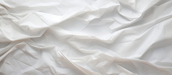 Obraz premium A crumpled white paper provides an abstract background for designers, featuring ample copy space image.