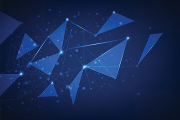 Polygonal space. Connection dots and lines structure. Triangular futuristic business wallpaper. Vector