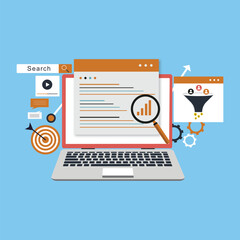 SEO data analytics optimization dashboard monitor illustration