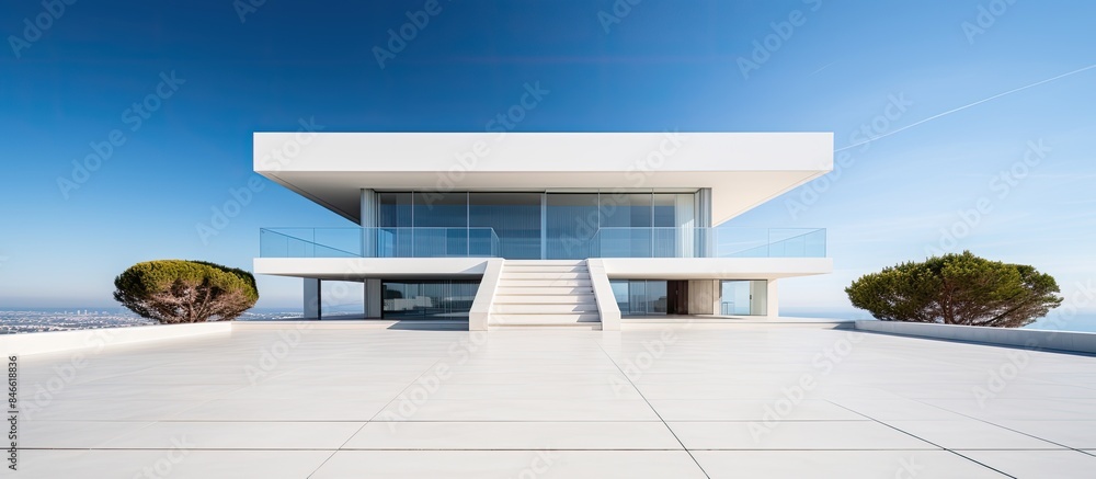 Poster Modern architecture exterior with an empty ground floor and ample copy space image.