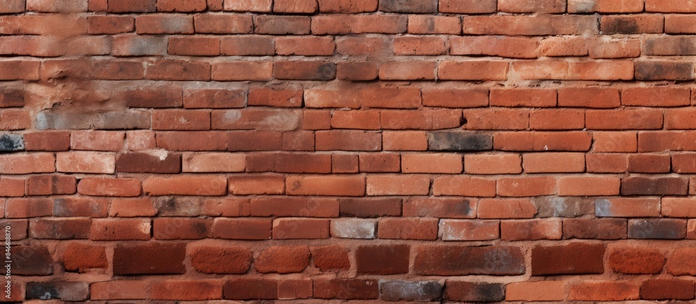 Poster panoramic red brick wall texture background suitable for interior or exterior design with a versatil