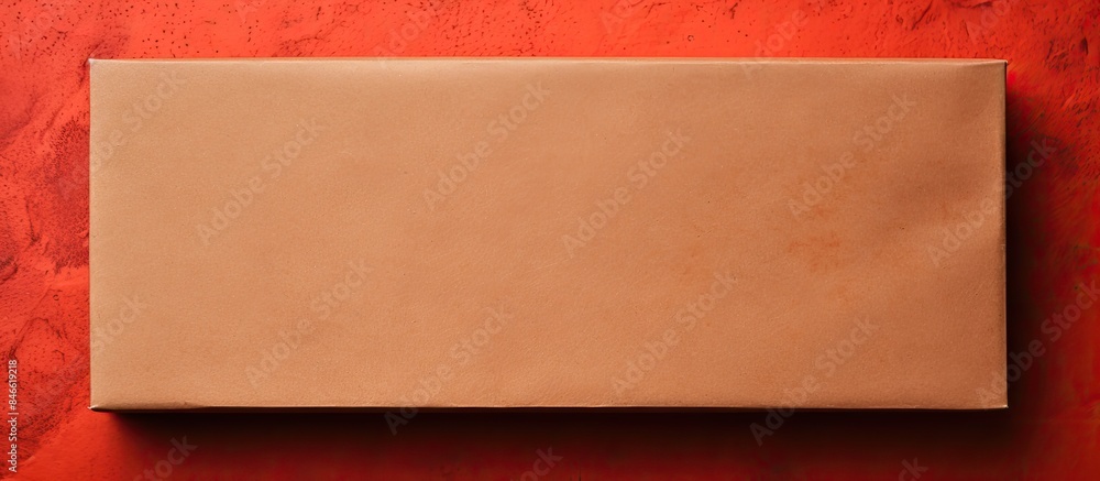 Poster vibrant red abstract paper texture background with an old kraft paper box showcasing an orange craft