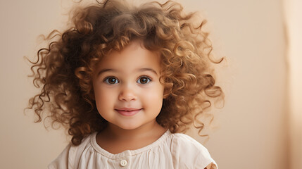 Naklejka premium a little beautiful girl with curly hair