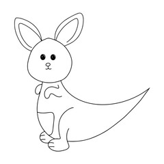 Continuous line drawing of kangaroo isolated on transparent background. vector doodle illustration. Minimal simple.