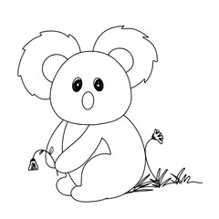 Hand drawing line of a koala bear isolated on transparent background. vector doodle illustration