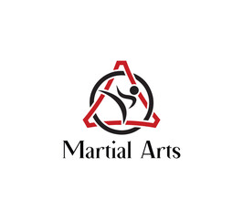 Abstract Jiu-jitsu martial arts logo design, mixed martial arts red icon logo with kick position