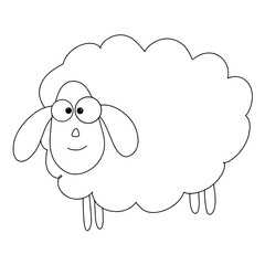 Continuous line drawing of sheep isolated on transparent background. vector doodle illustration. Minimal simple.