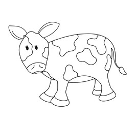 Fototapeta premium Hand drawing line of cow isolated on transparent background. vector doodle illustration
