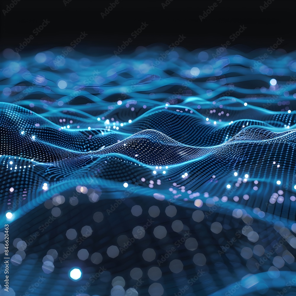 Poster 3d rendering of an abstract background with lines and dots, creating the appearance of digital conne
