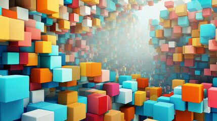 Colorful speech bubble mosaic artwork with a unique perspective.