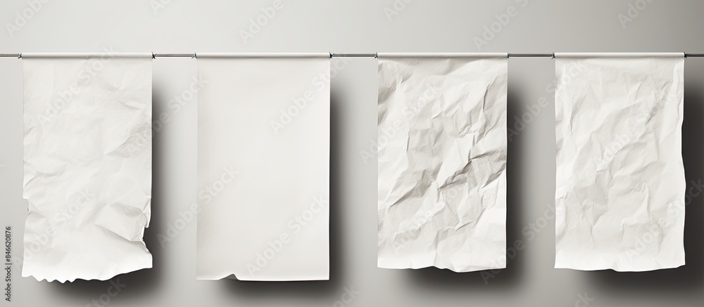 Poster set of isolated blank templates with a wrinkled paper effect for wall paper poster mockup with copy 