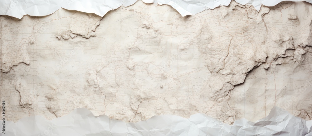 Aufkleber map on crumpled white paper with copy space image.