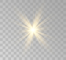 Transparent yellow sunlight special lens flash light effect. Front solar flare lenses