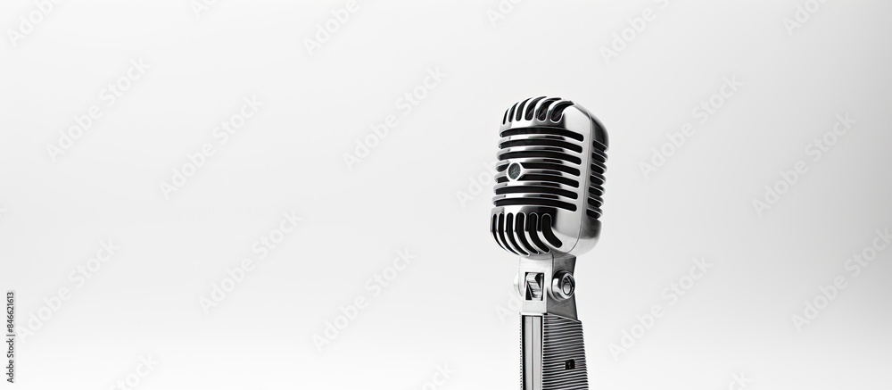 Aufkleber Vintage microphone in a retro style set against a plain white backdrop creating a perfect copy space image.