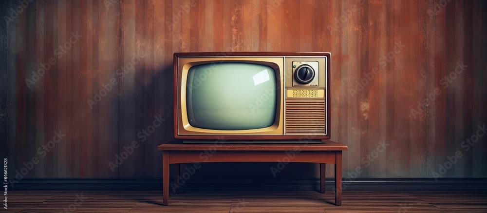 Aufkleber vintage television with a small screen, showcasing an outdated design, ideal for a retro vibe settin